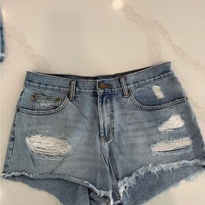 Billabong Light Blue Distressed Jean Shorts